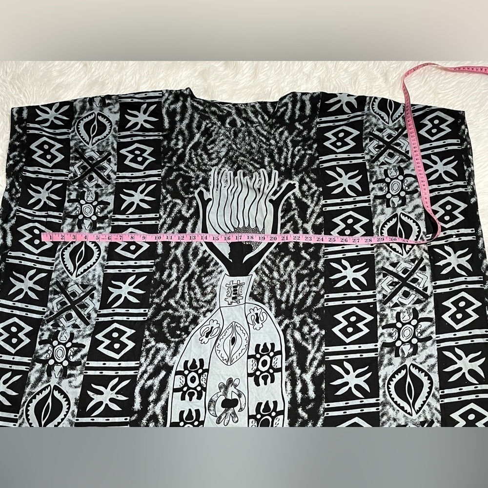 African Queen Black & Gray Kaftan Maxi Dress Overdress Cover Up - Picture 8 of 11